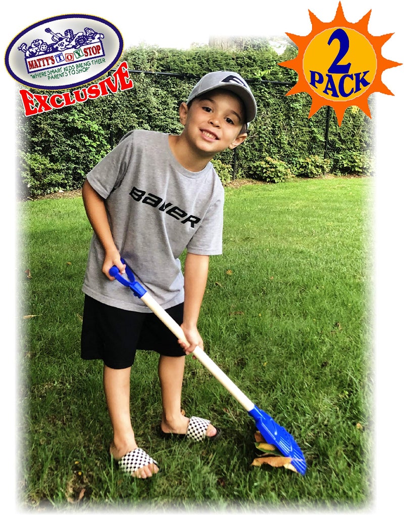 Matty's Toy Stop 30.5" Heavy Duty Wooden Kids Lawn Rakes with Plastic Rake Head & Handle (Red & Blue) Gift Set Bundle - 2 Pack - Image 5